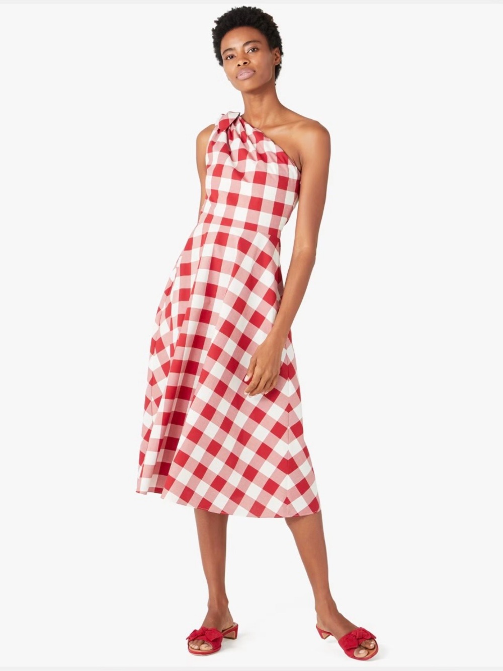 Kate Spade Gingham One-Shoulder Dress